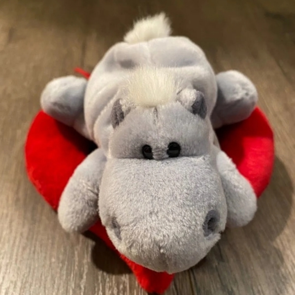 Hippo stuffed animal with red heart